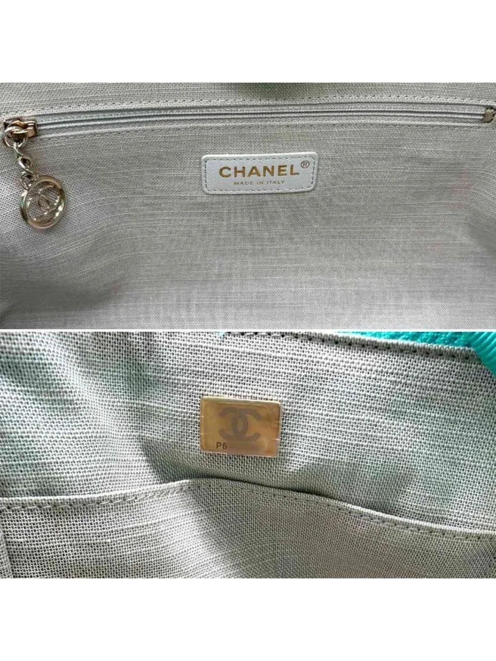 Chanel Deauville Small Shopping Tote Chain Shoulder Bag Canvas Leather